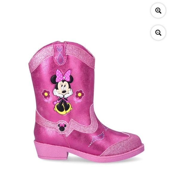 Disney Minnie Mouse Girls Metallic Pink Sparkle Cowboy Boots Shoes Size 12 NWT - Picture 3 of 9